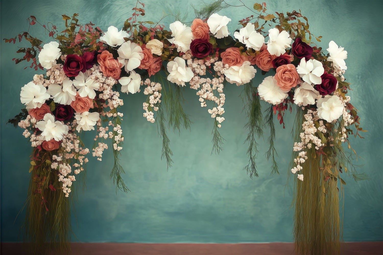 Toile de fond Photo Fête des Mères Arche Florale Teal LXX3-49
