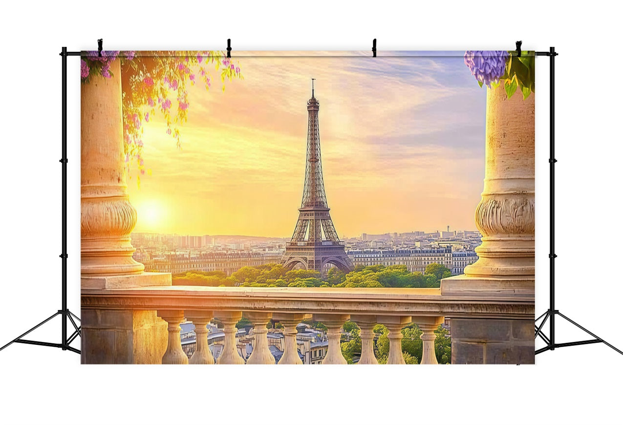 Toile de fond Fête des Mères Tour Eiffel au Coucher du Soleil LXX3-52