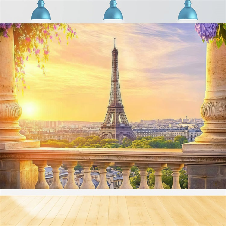 Toile de fond Fête des Mères Tour Eiffel au Coucher du Soleil LXX3-52