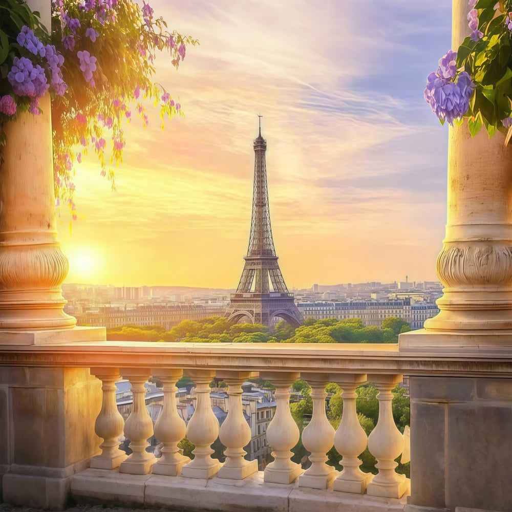 Toile de fond Fête des Mères Tour Eiffel au Coucher du Soleil LXX3-52
