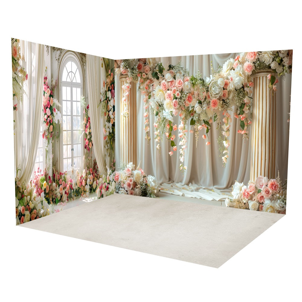Ensemble de Salle Rideaux de Fenêtre Fleuris Mariage LXX3-8