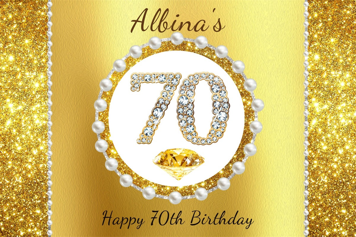 Toile de fond Anniversaire Personnalisable Perle de Luxe Dorée 70e LXX4-26