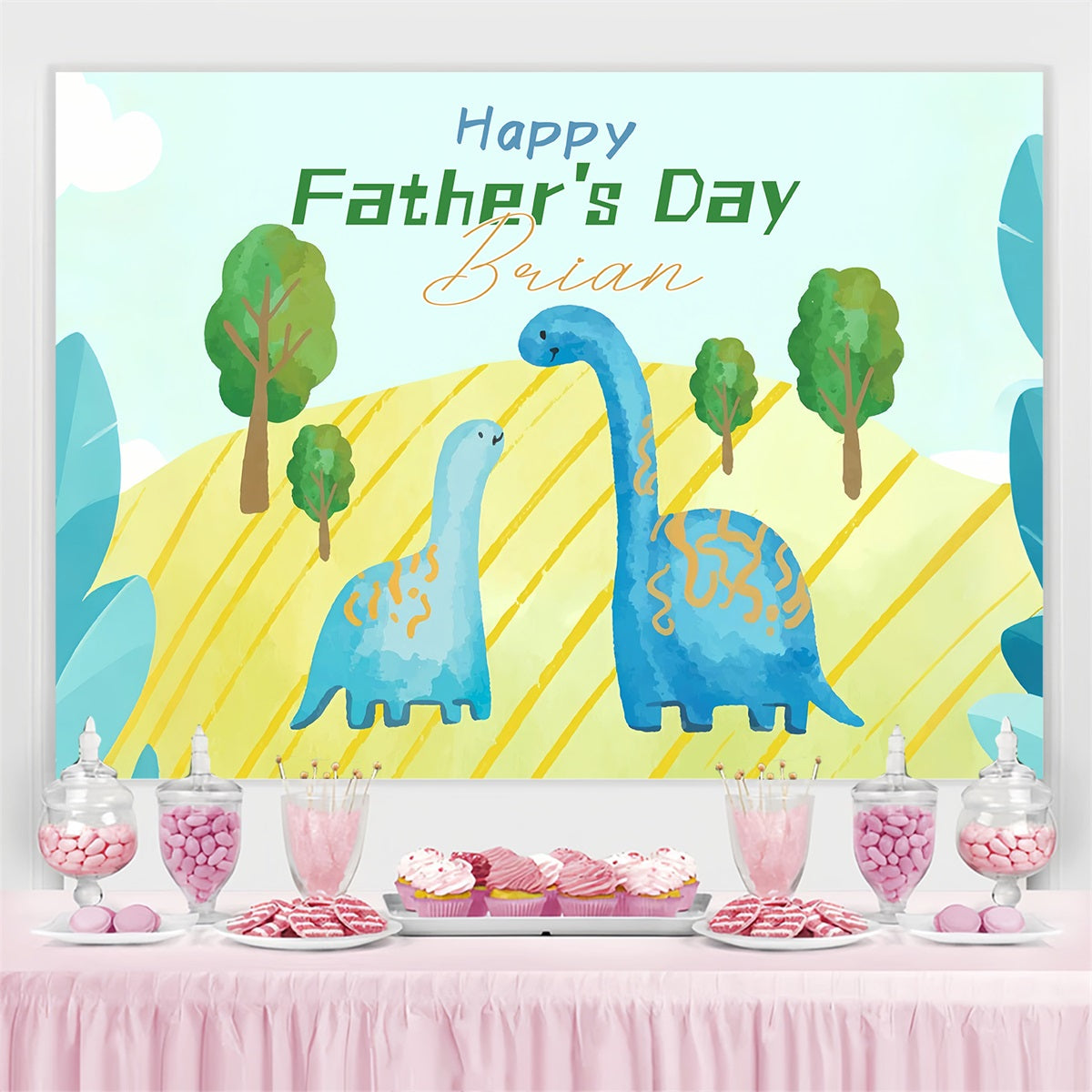 Toile de fond Fête des Pères Dinosaures Prairie Ensoleillée Personnalisée LXX4-56