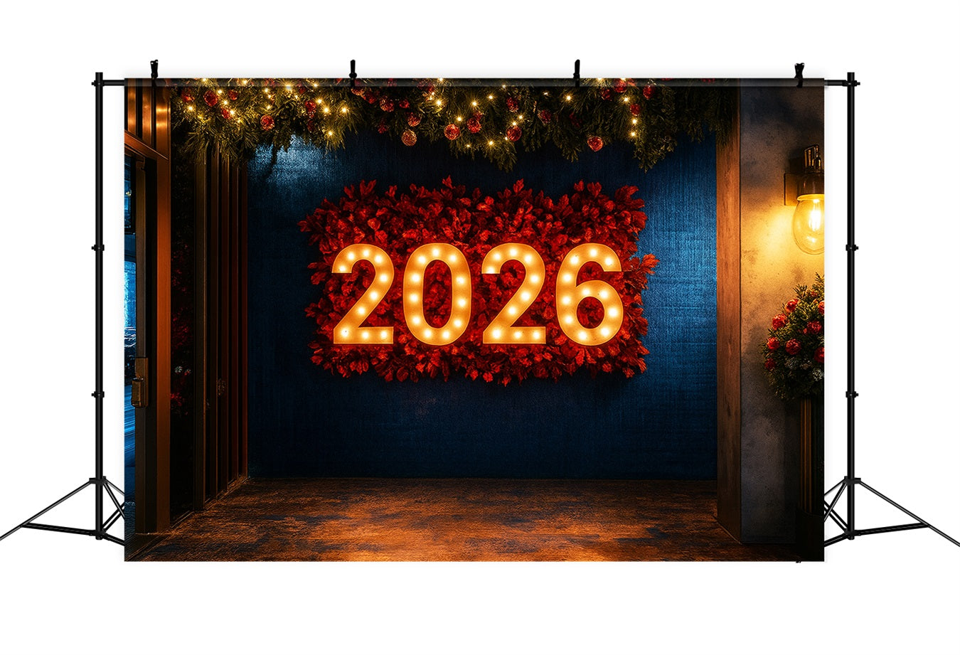 Fond pour le Nouvel An 2026 Décorations lumineuses festives Fond pour le Nouvel An LXX510-10