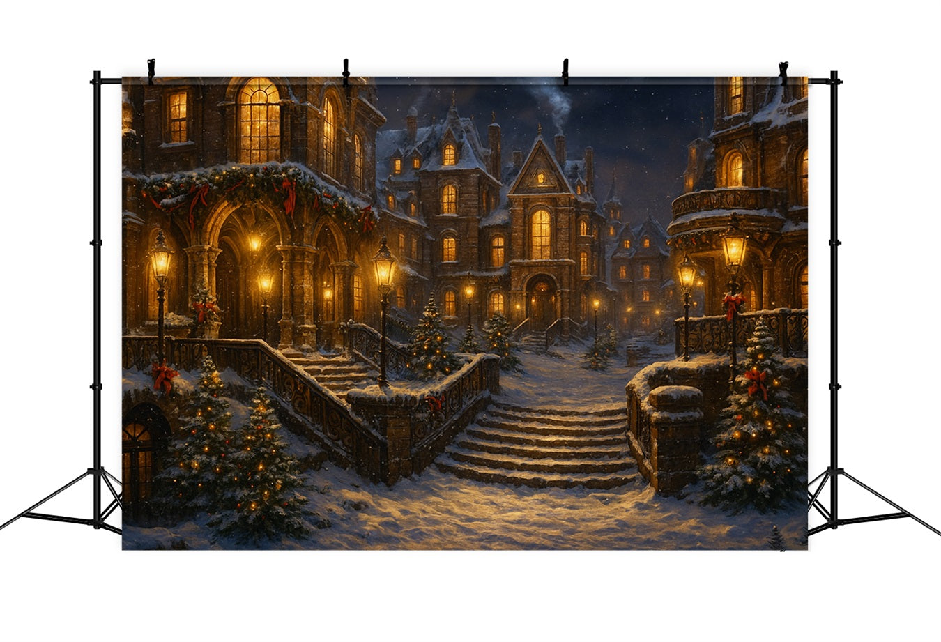 Fond victorien Fond victorien rue enneigée éclairage à gaz Noël LXX510-102