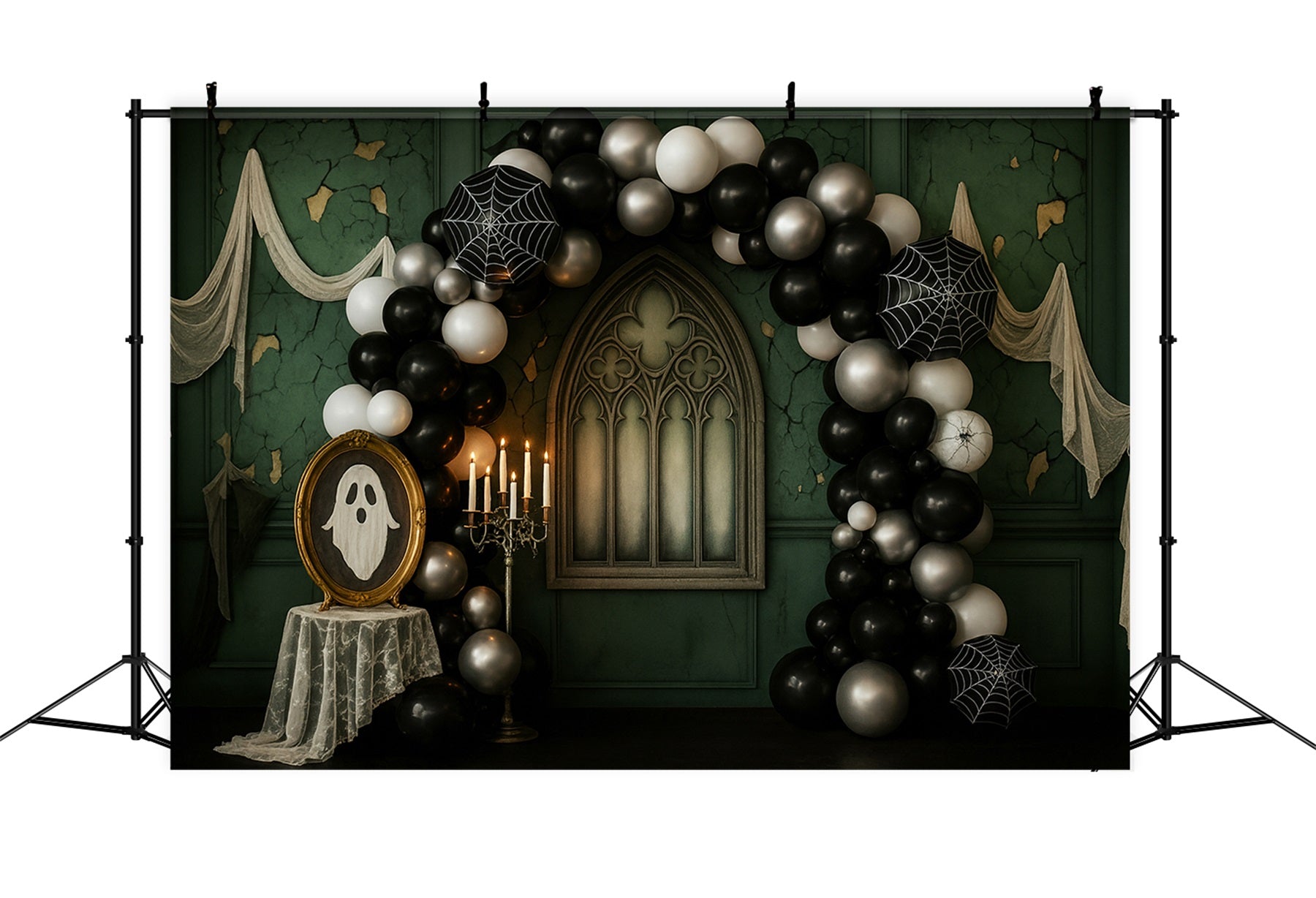 Toile de fond murale vintage Arche gothique fantôme Ballons Toile de fond photo victorienne LXX510-106