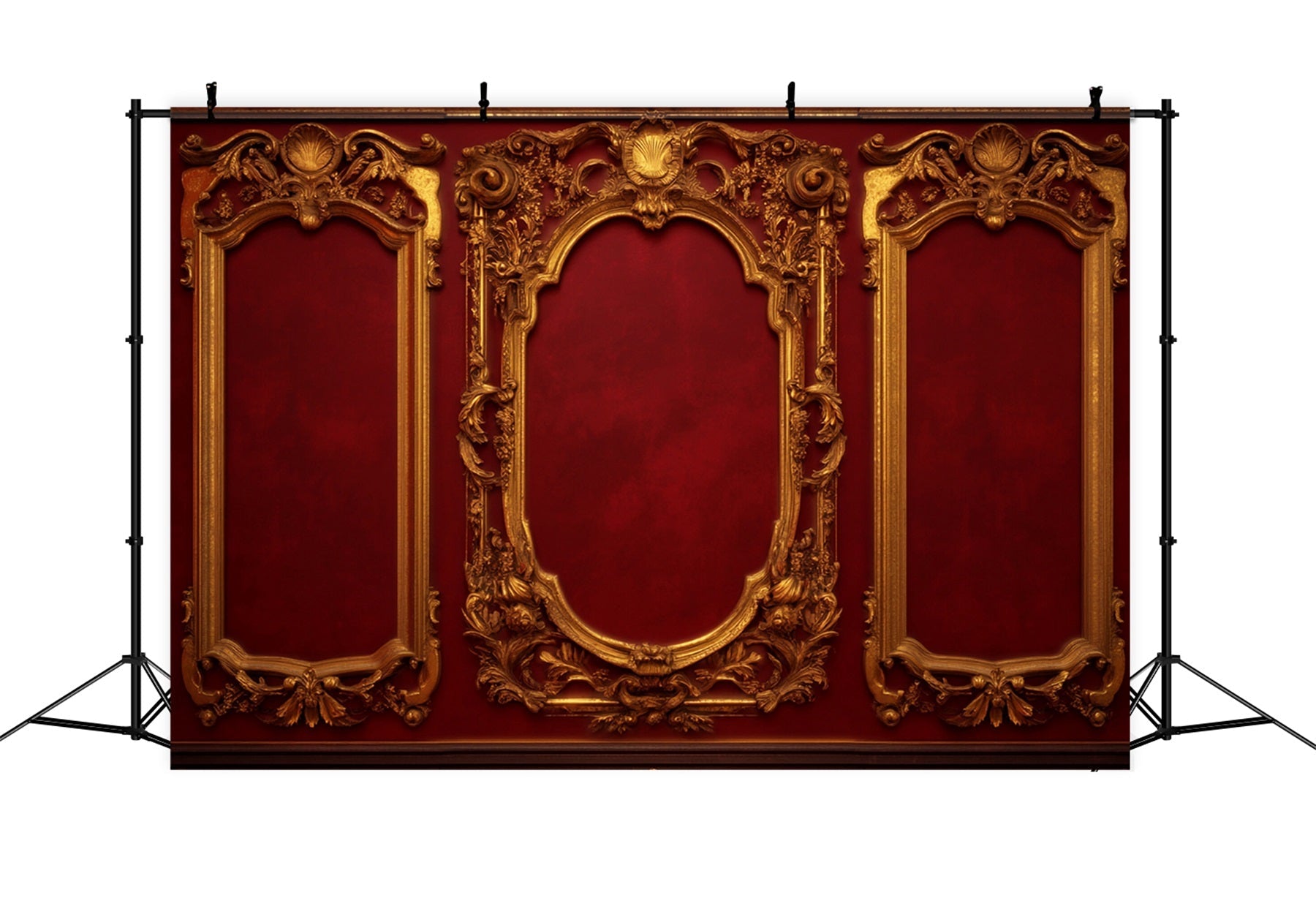 Fond mural vintage Panneaux baroques cramoisis et dorés Fond victorien LXX510-108