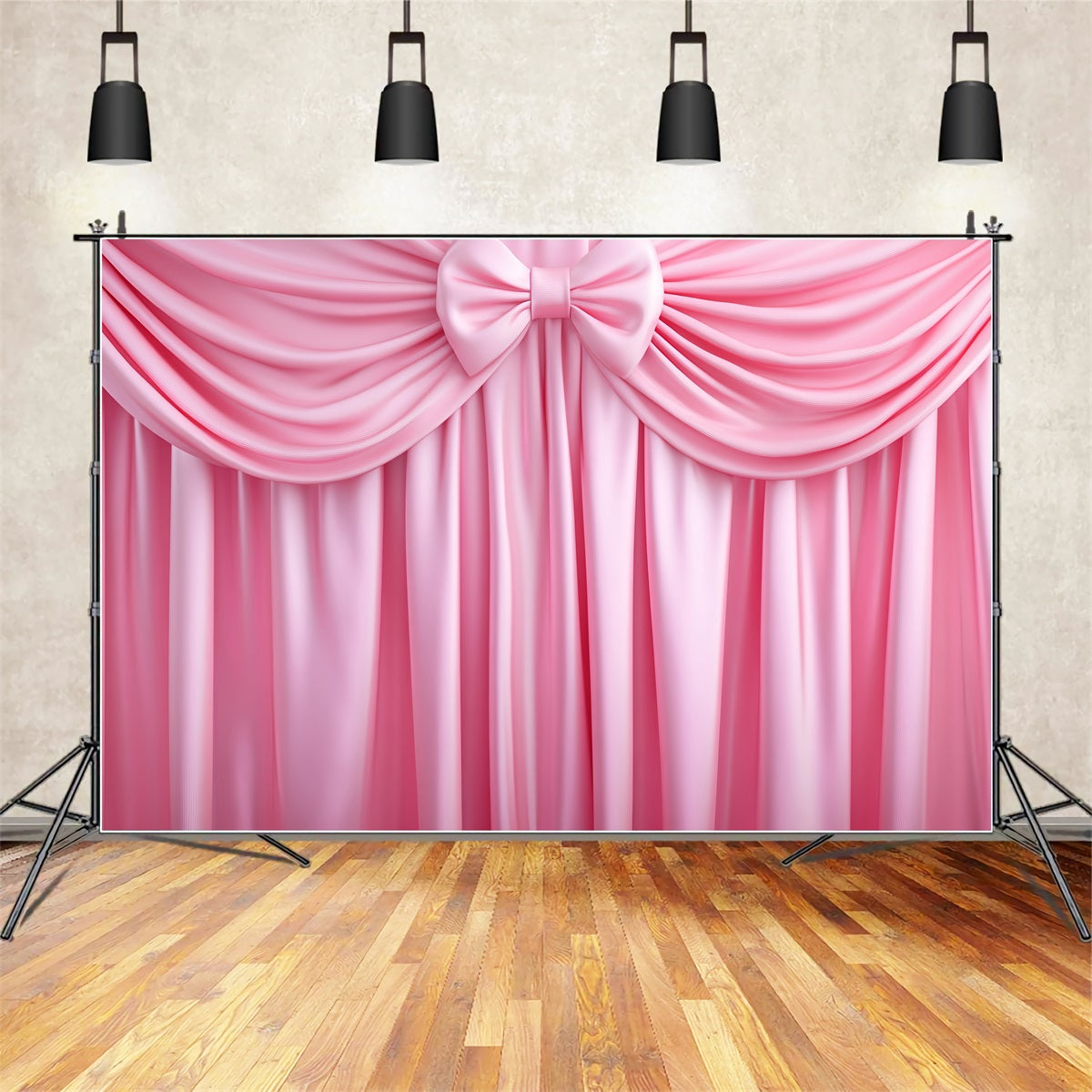 Grand fond avec nœud rose satiné et draperie Fond victorien LXX510-122