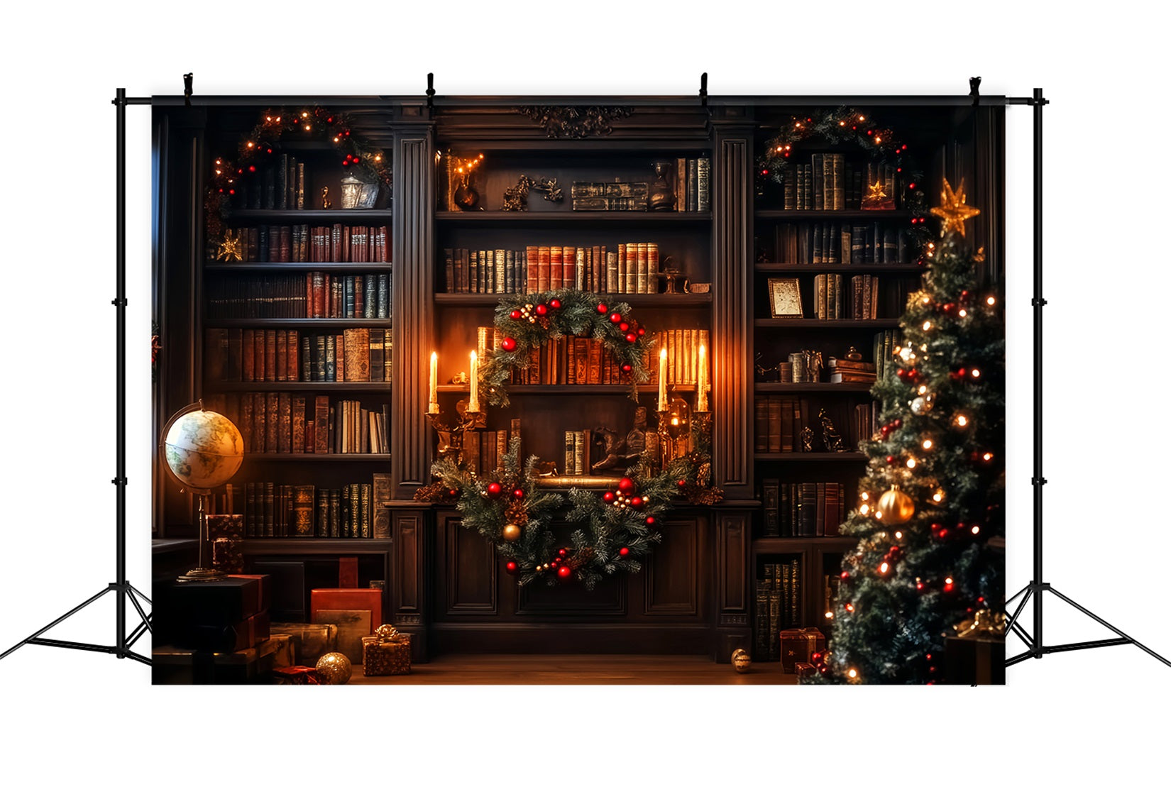 Fond victorien de Noël Bureau classique Cheminée Fond victorien LXX510-124