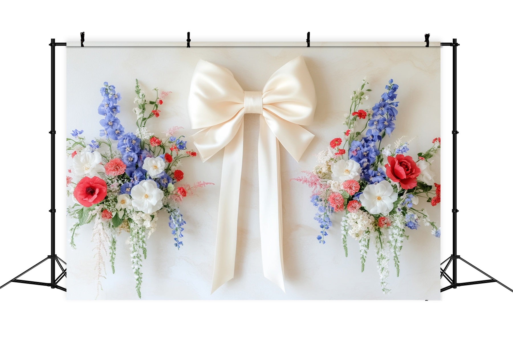 Fond avec nœud, ruban ivoire, harmonie florale, fond photo floral LXX510-148
