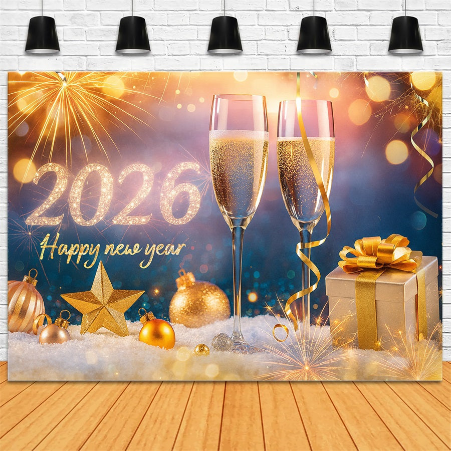 Fond « Bonne année 2026 » Verres de champagne Santé Fond pour le réveillon du Nouvel An LXX510-15