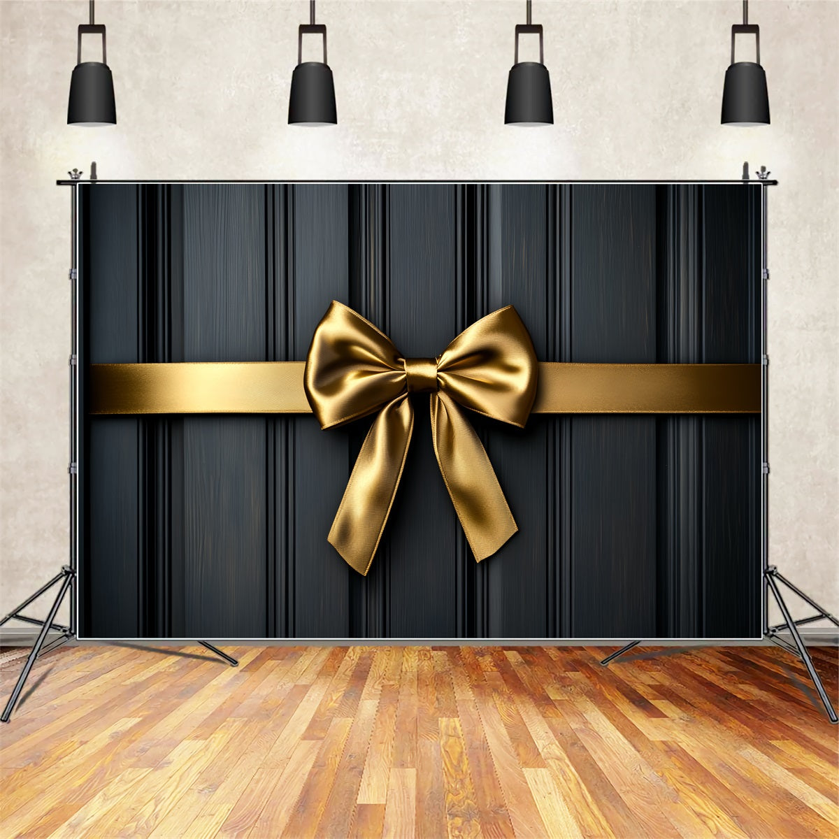 Grand fond avec nœud, ruban doré, texture luxueuse, fond de Noël LXX510-157