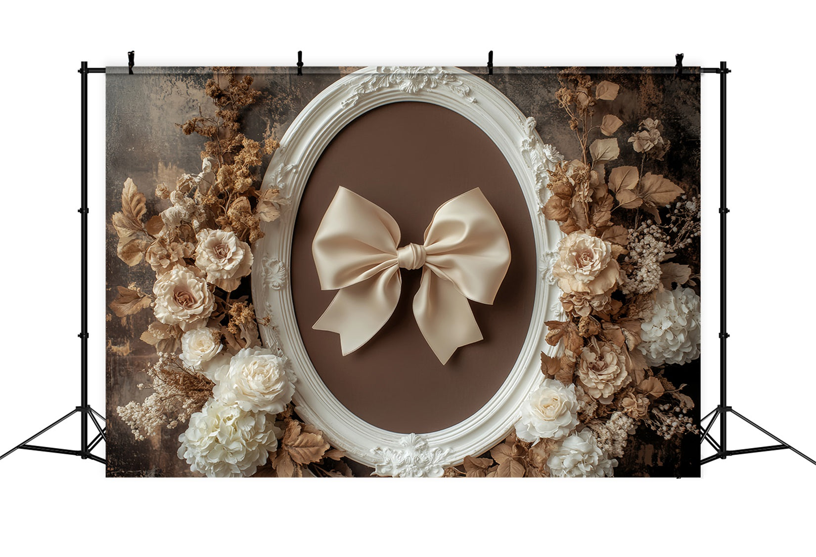 Fond avec nœud, cadre floral beige rétro, fond vintage LXX510-159
