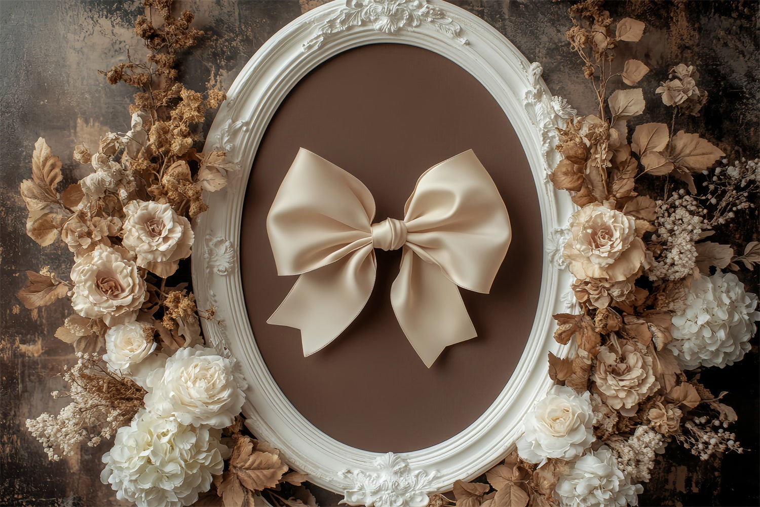 Fond avec nœud, cadre floral beige rétro, fond vintage LXX510-159