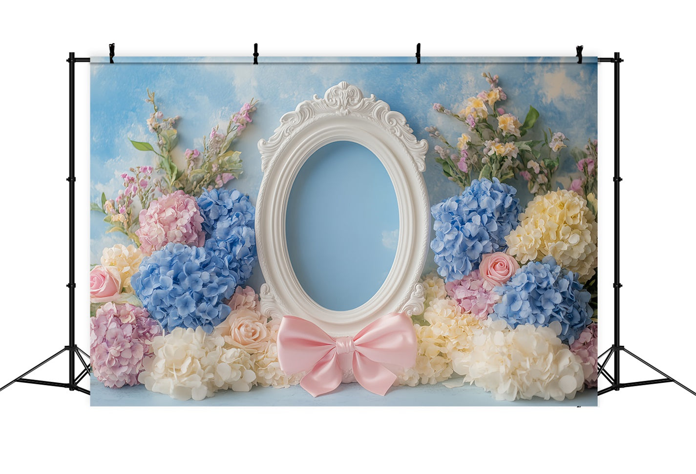 Fond avec nœud rose, cadre floral pastel, fond fleuri LXX510-160