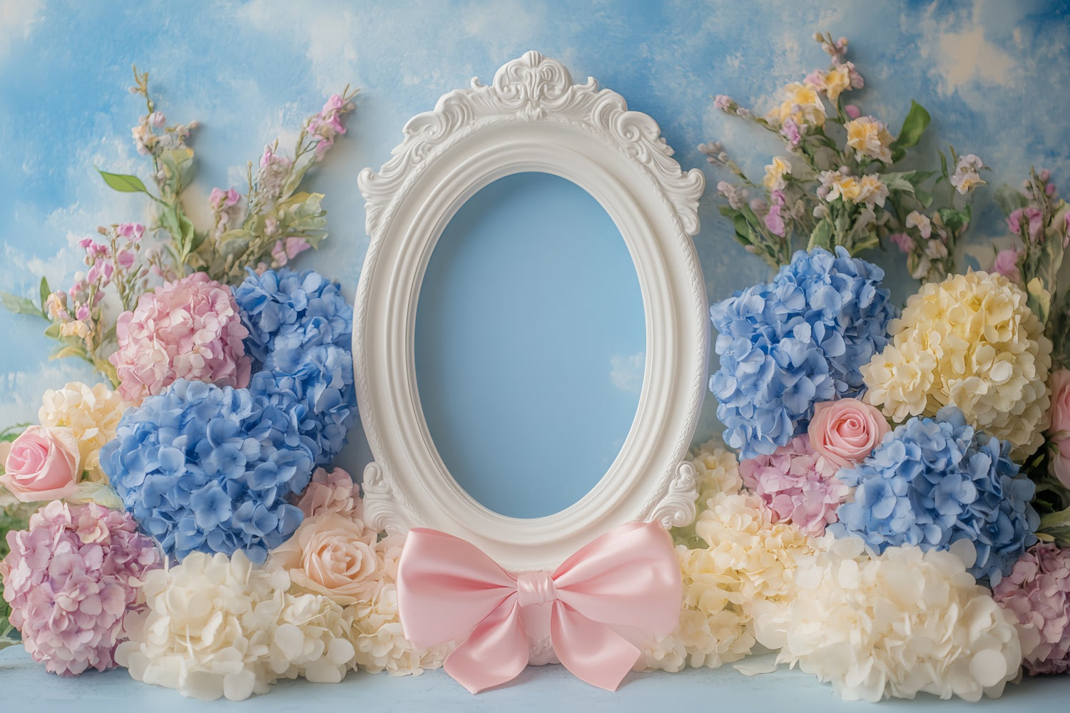 Fond avec nœud rose, cadre floral pastel, fond fleuri LXX510-160