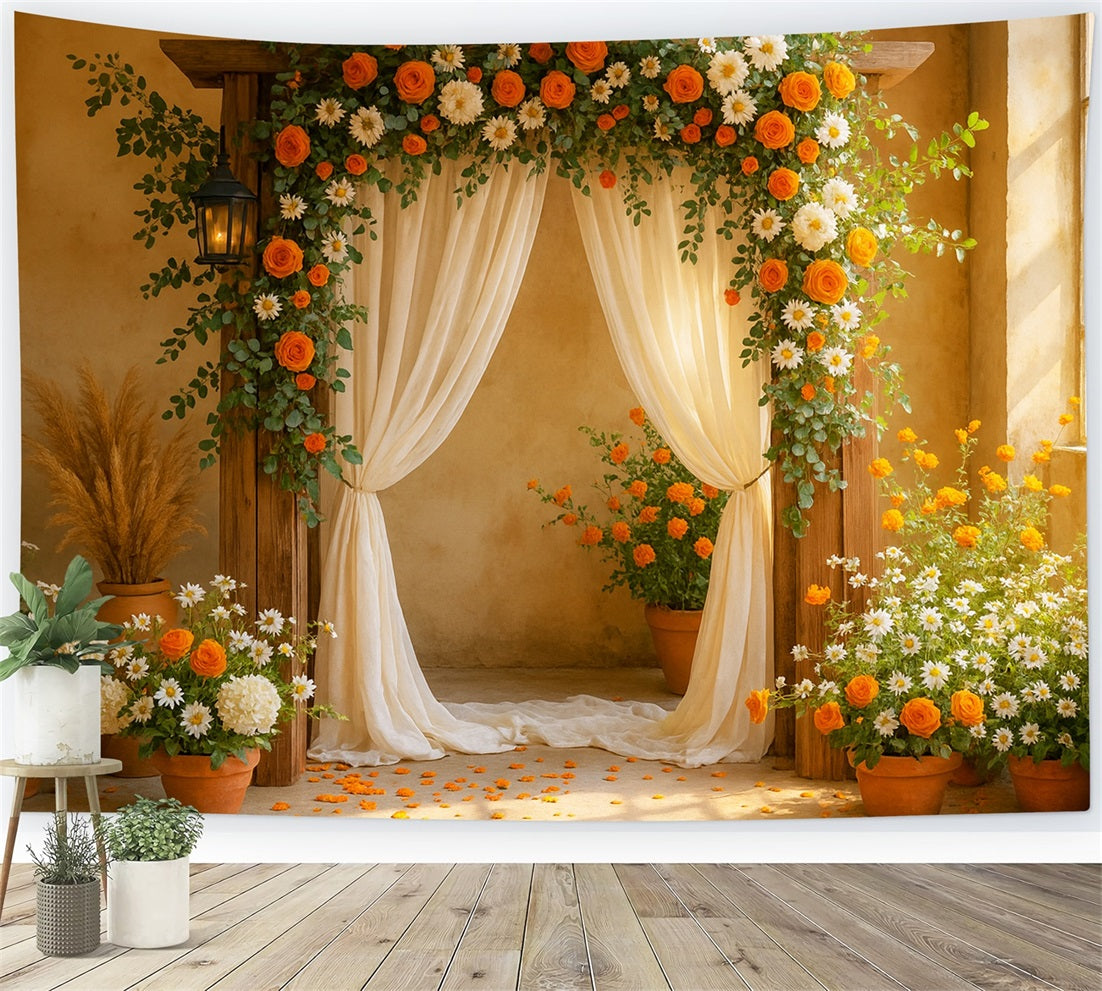 Fond floral d'automne Arche florale Romance d'automne Fonds pour Thanksgiving LXX510-32