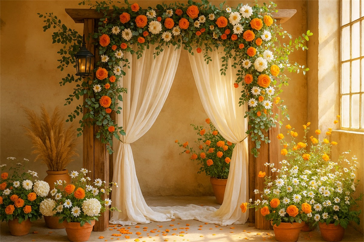 Fond floral d'automne Arche florale Romance d'automne Fonds pour Thanksgiving LXX510-32