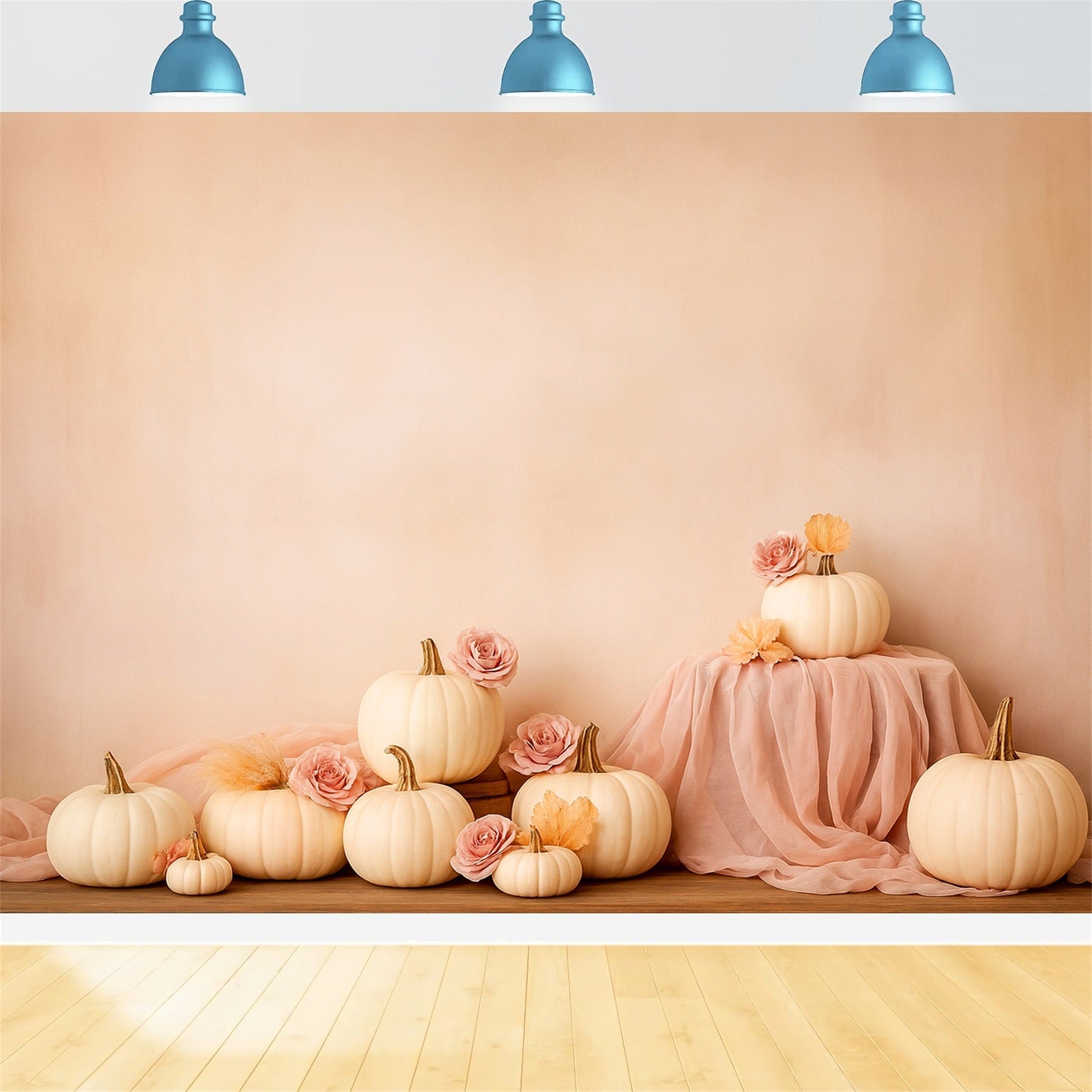 Fond avec citrouilles Citrouilles douces Rose Élégance Fonds pour Thanksgiving LXX510-44