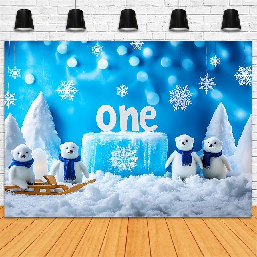 Fond neigeux Ours polaires Paysage hivernal enneigé Fond hivernal LXX510-52