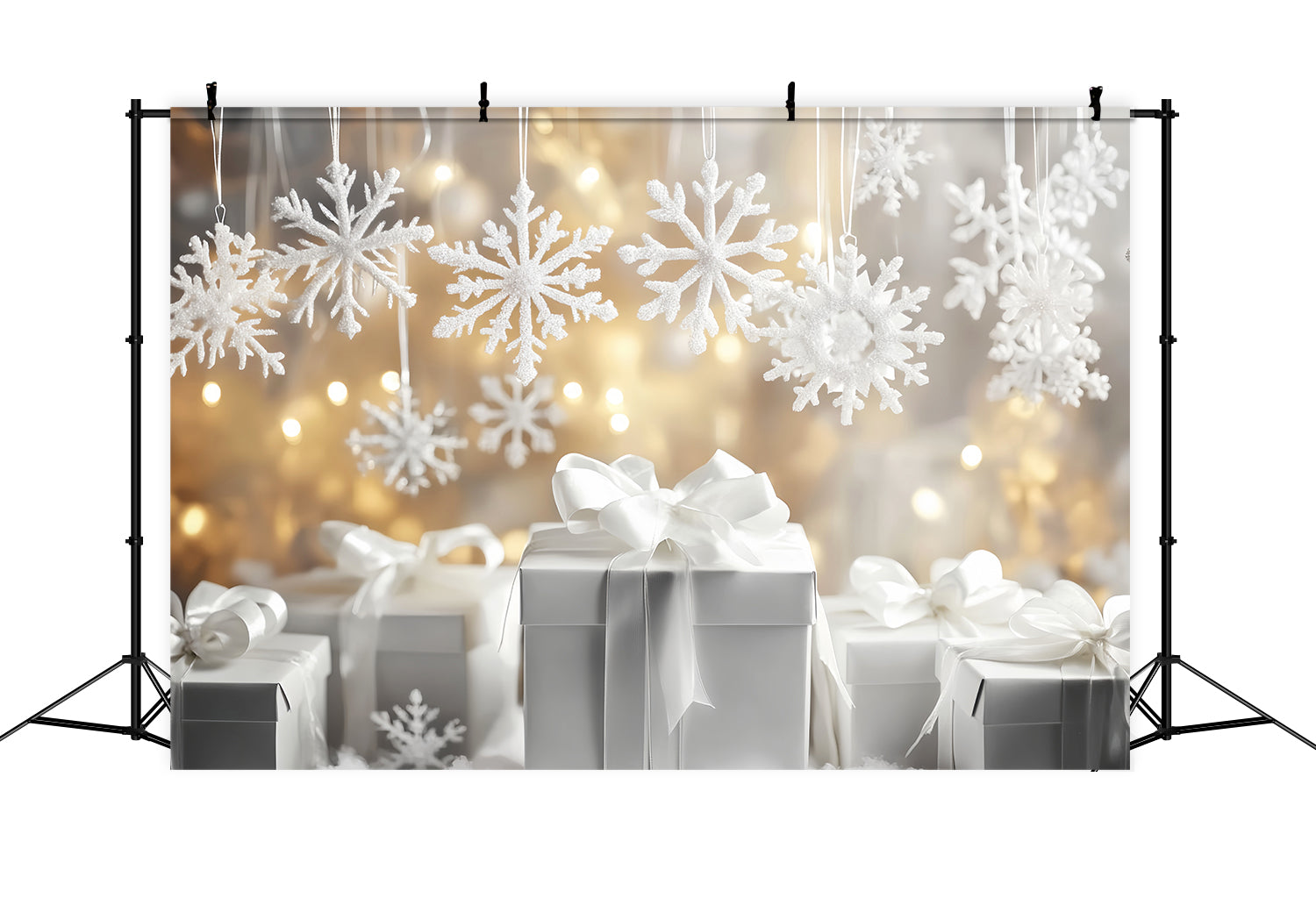 Fond flocons de neige Boîtes-cadeaux blanches Scintillement Fonds photo hiver LXX510-61