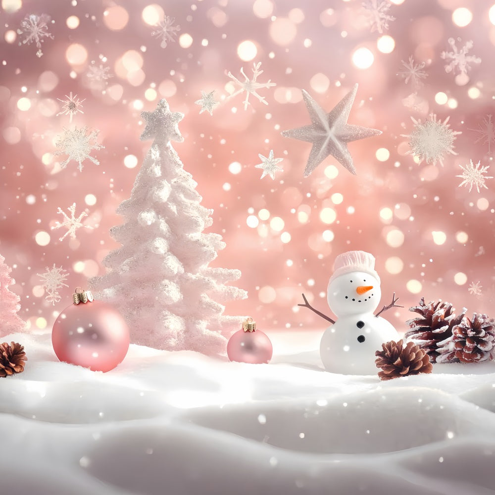 Fond photo hivernal Bonhomme de neige rose Charme des fêtes Fond flocon de neige LXX510-71