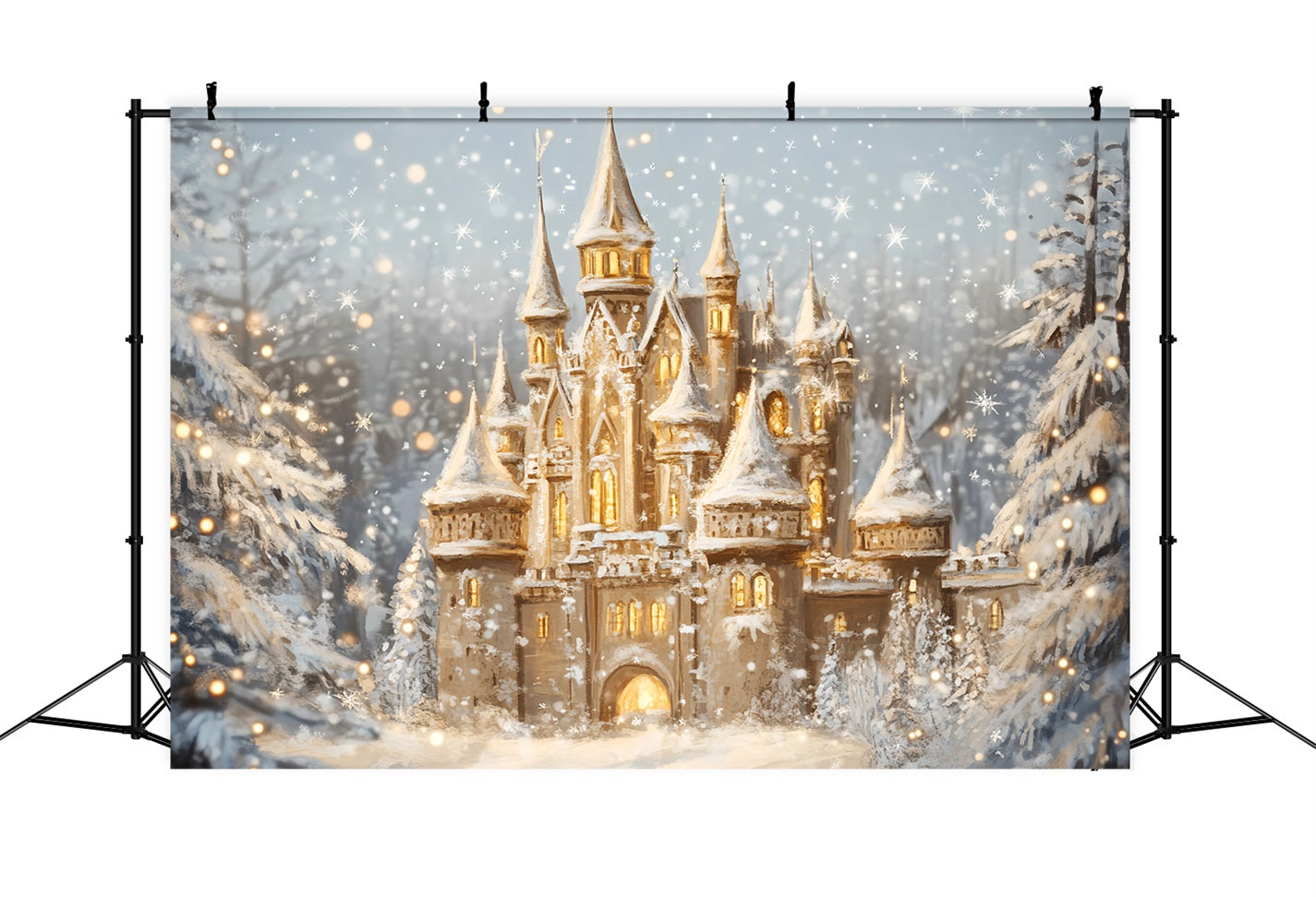 Fond Winter Wonderland Chalet douillet Lueur de neige Fonds d'hiver LXX510-78