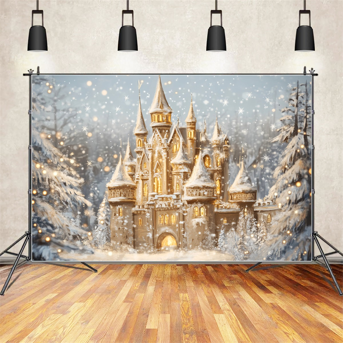 Fond Winter Wonderland Chalet douillet Lueur de neige Fonds d'hiver LXX510-78
