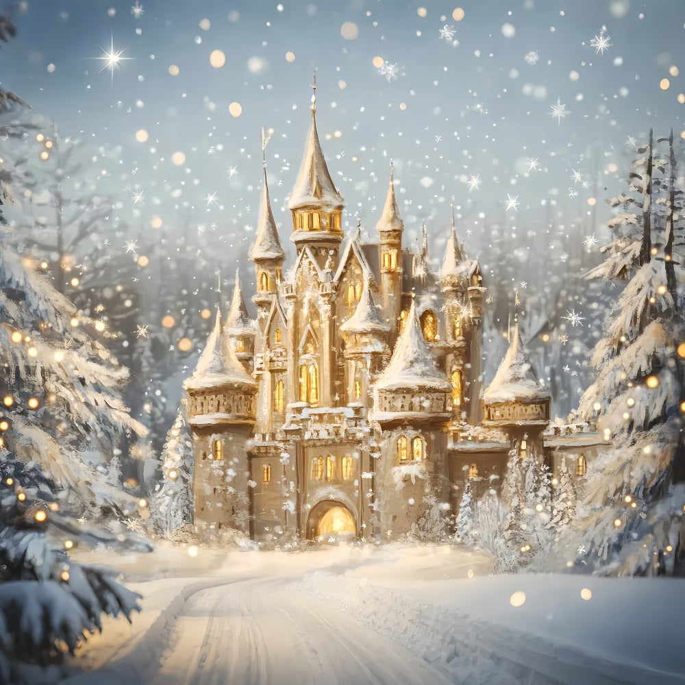Fond Winter Wonderland Chalet douillet Lueur de neige Fonds d'hiver LXX510-78