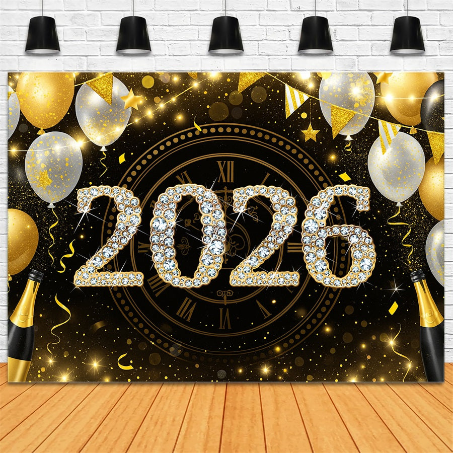 2026 Ballons de fond pour le Nouvel An Compte à rebours de minuit Fond pour le Nouvel An LXX510-8
