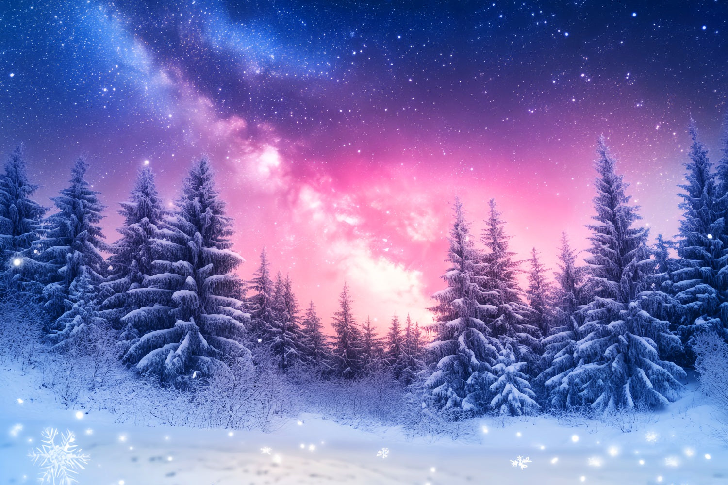 Fond ciel hivernal Forêt enneigée et pins lumineux Fonds photographiques hivernaux LXX510-96