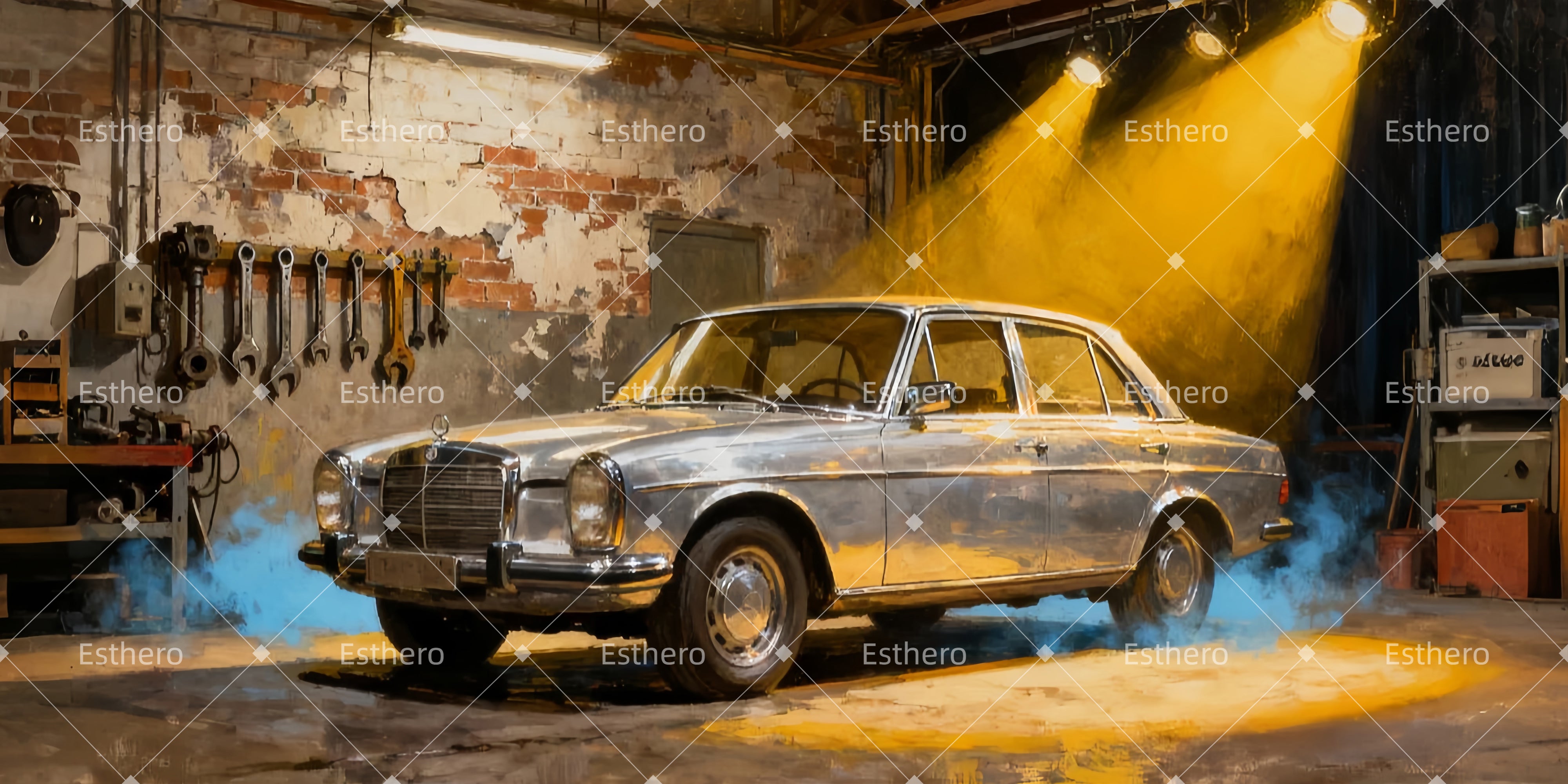 Toile de fond Theatre Garage de Voitures Classiques LXX510-T21
