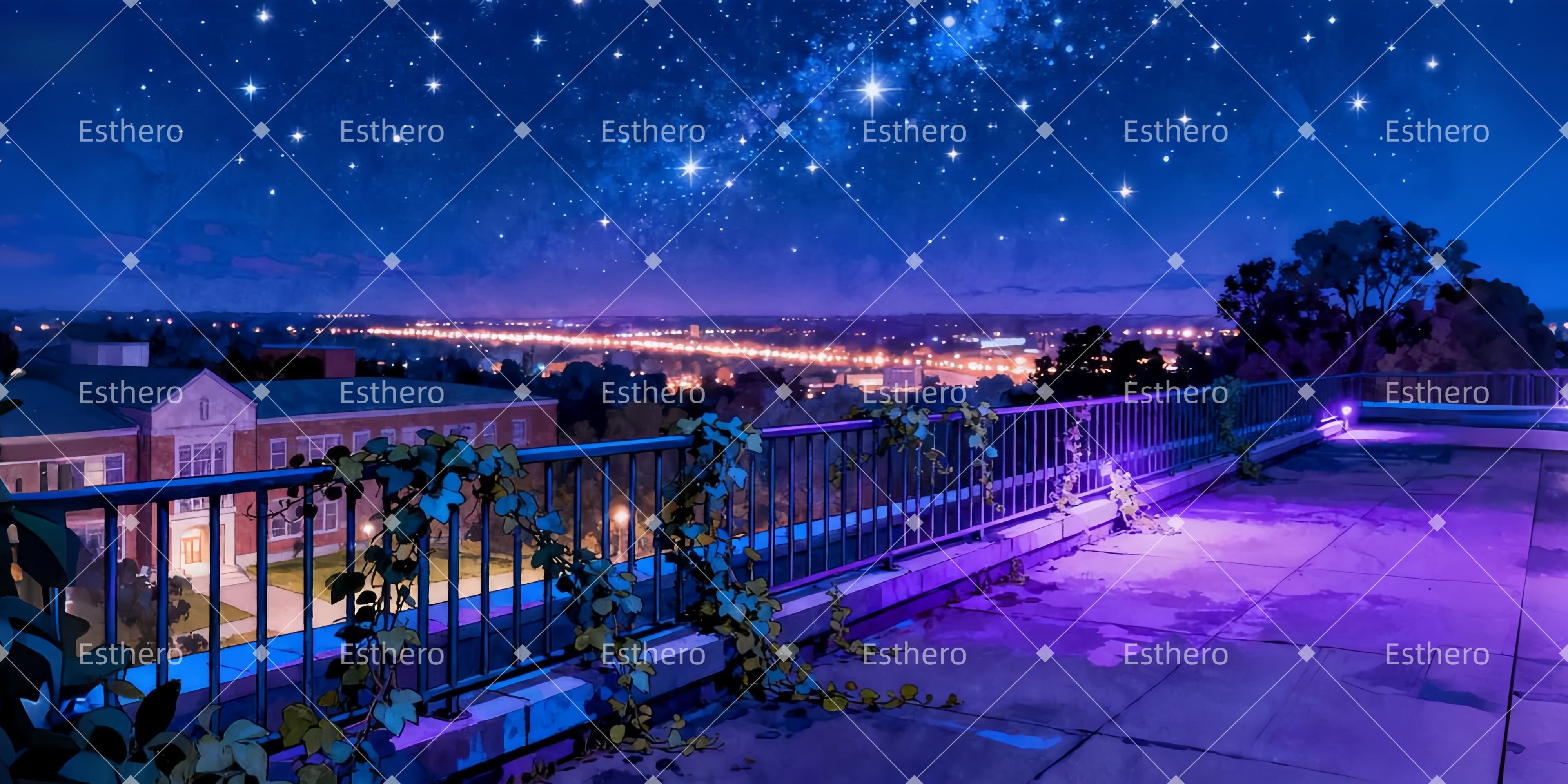 Fond de Scène Personnalisé Toit Du Campus Sous Les Étoiles LXX510-T47