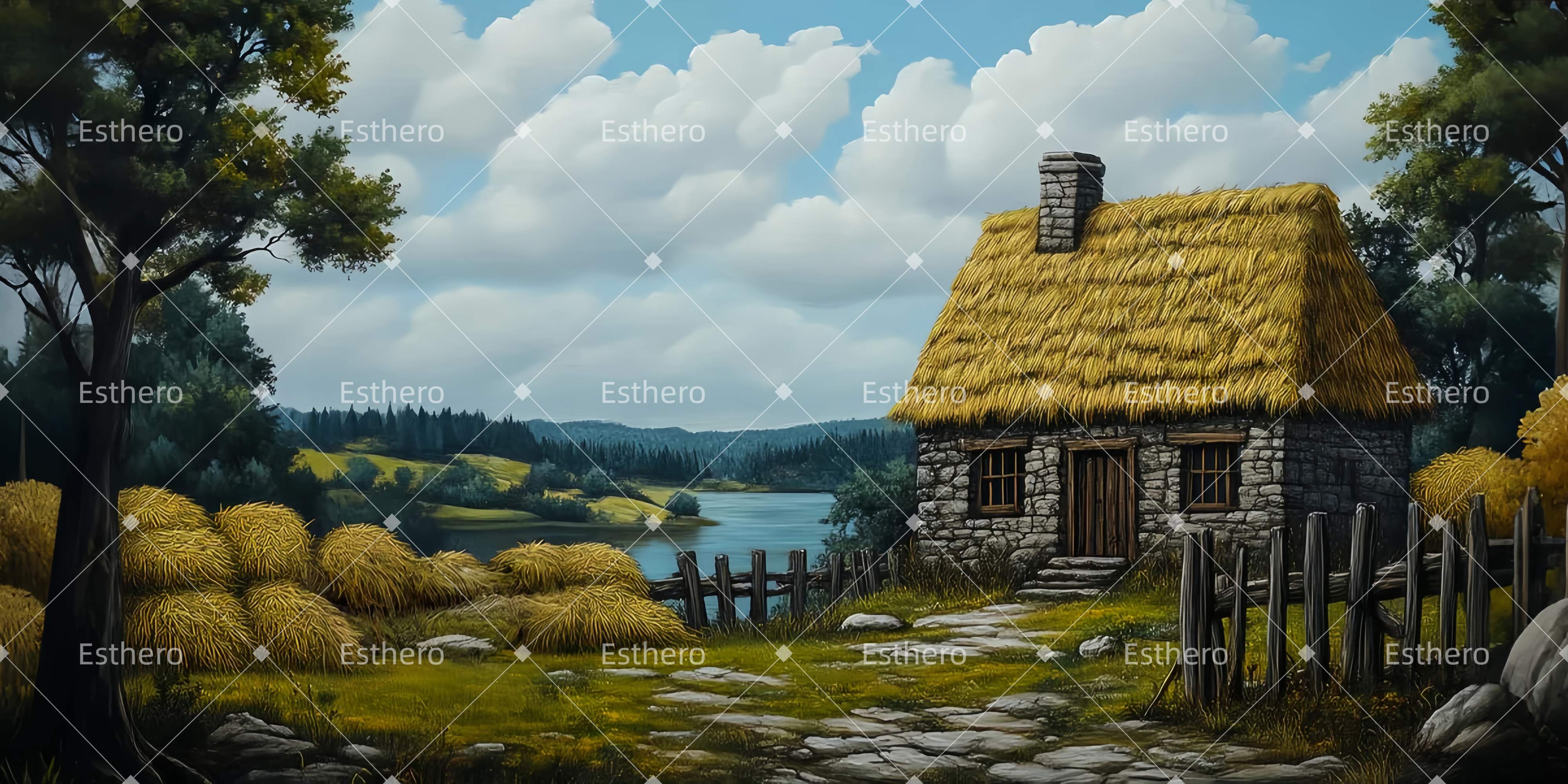 Toile de fond de Theatre Cabane Au Bord Du Lac LXX510-T57