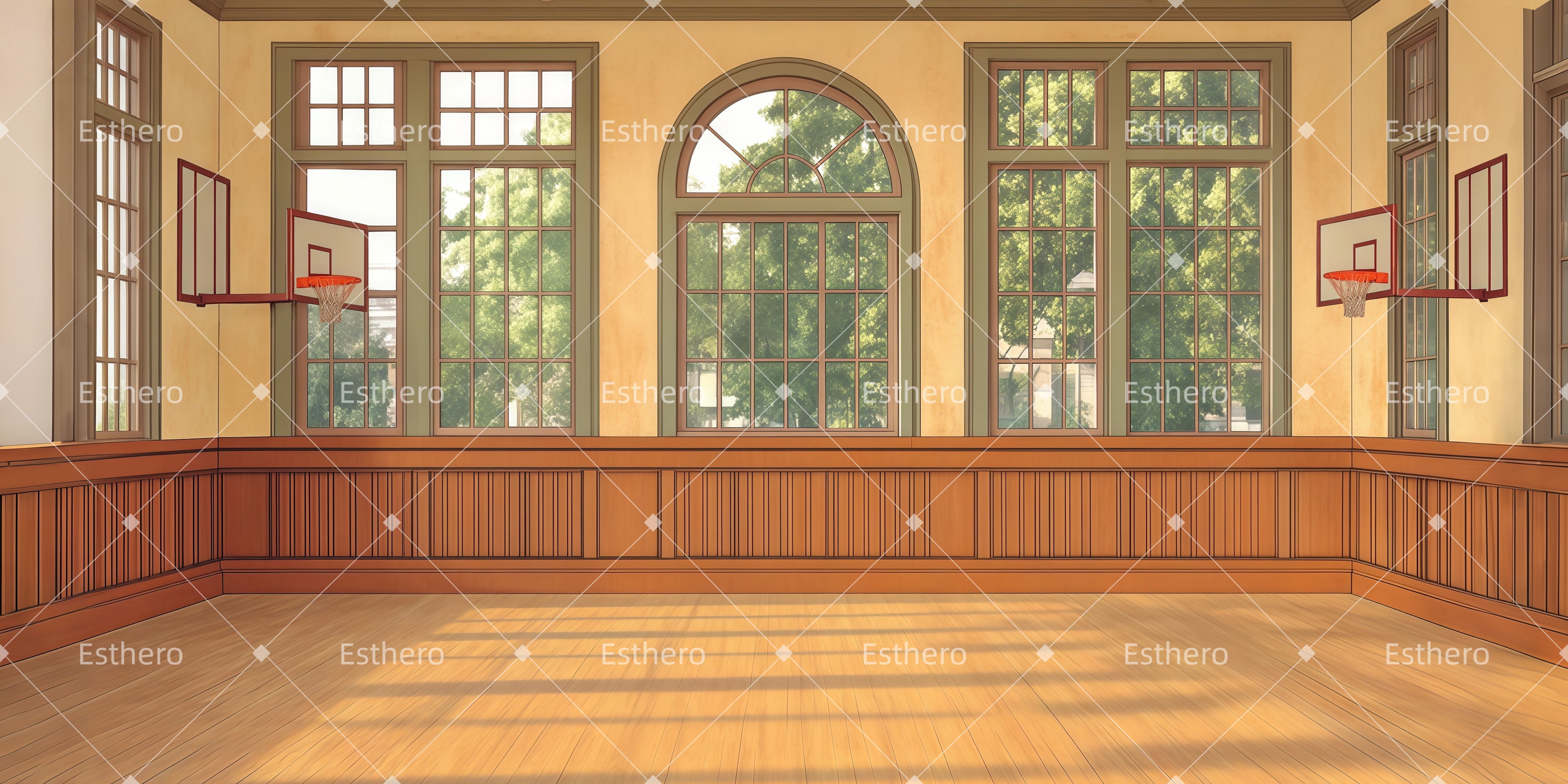 Fond de Scene Intérieur d'une cour en bois LXX511-T107