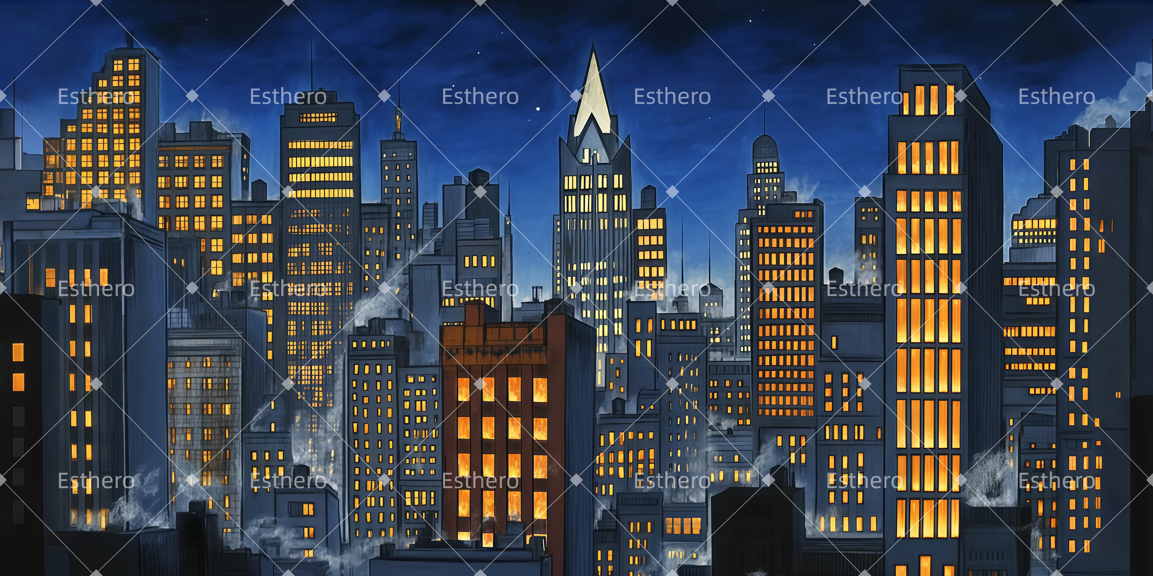 Fond de Scene Paysage urbain illuminé LXX511-T110