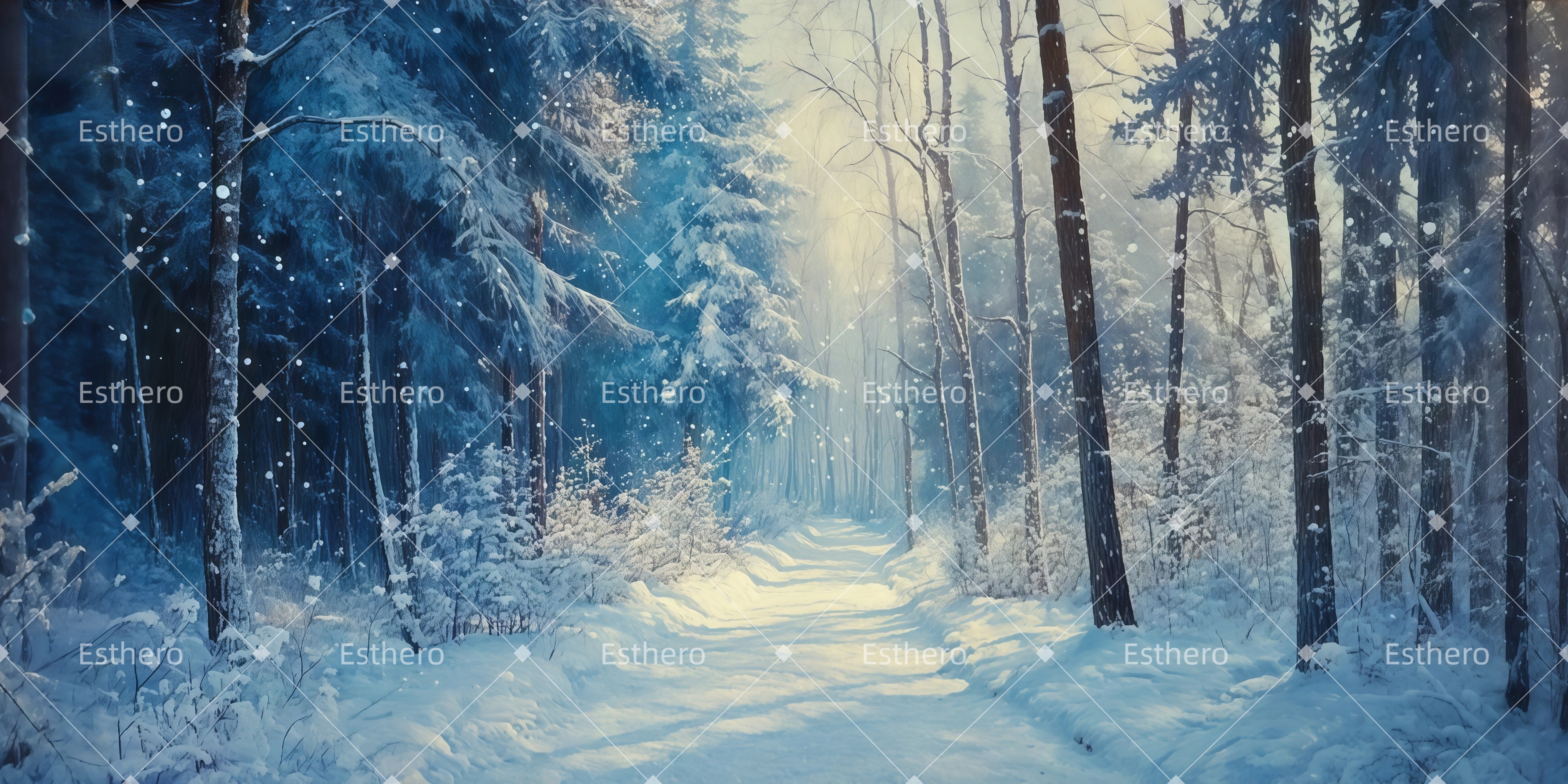 Fond de Scène Sentier dans la forêt en hiver LXX511-T135