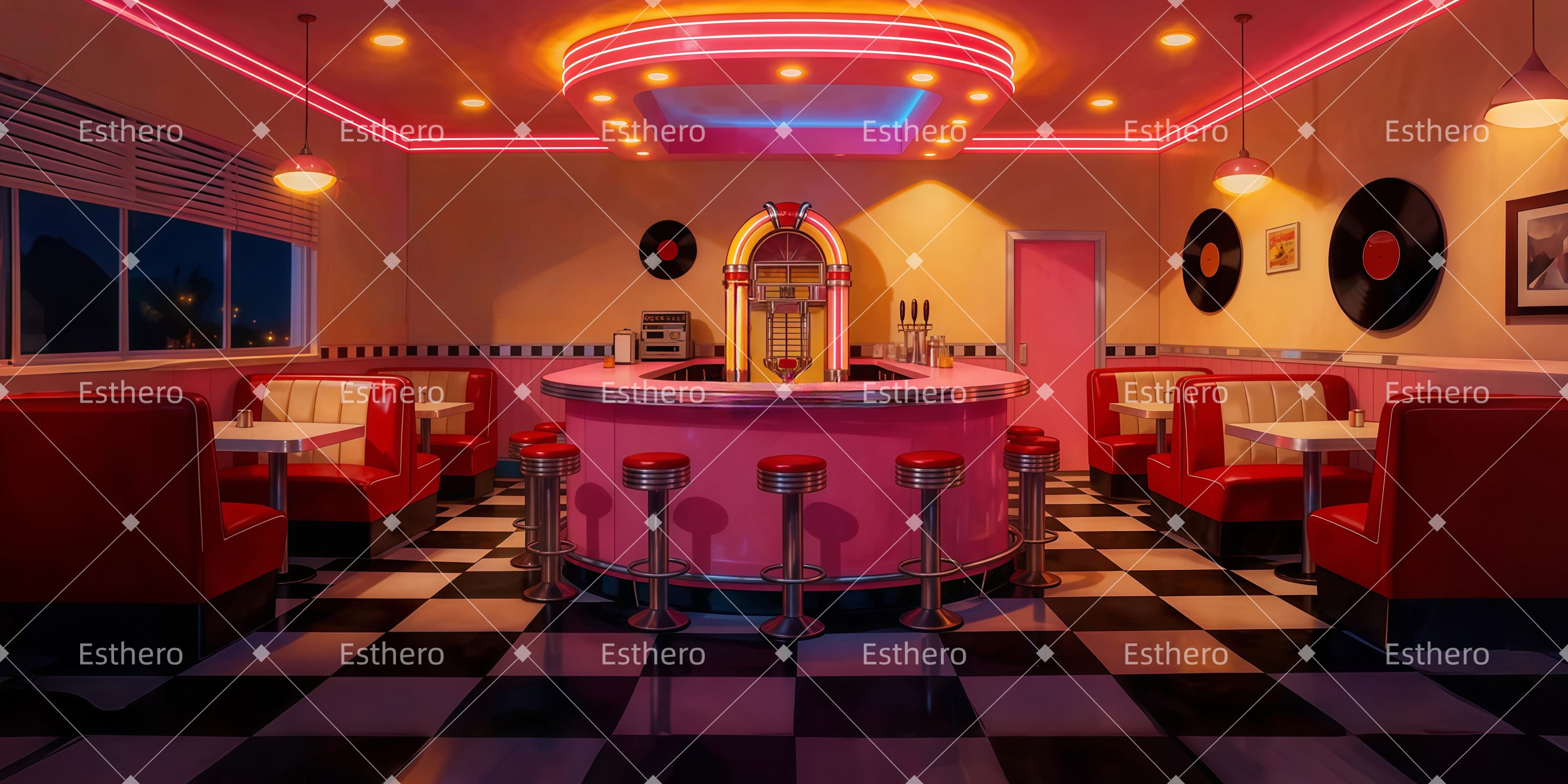 Fond de Scène Théâtre Bar Jukebox Classique LXX511-T31