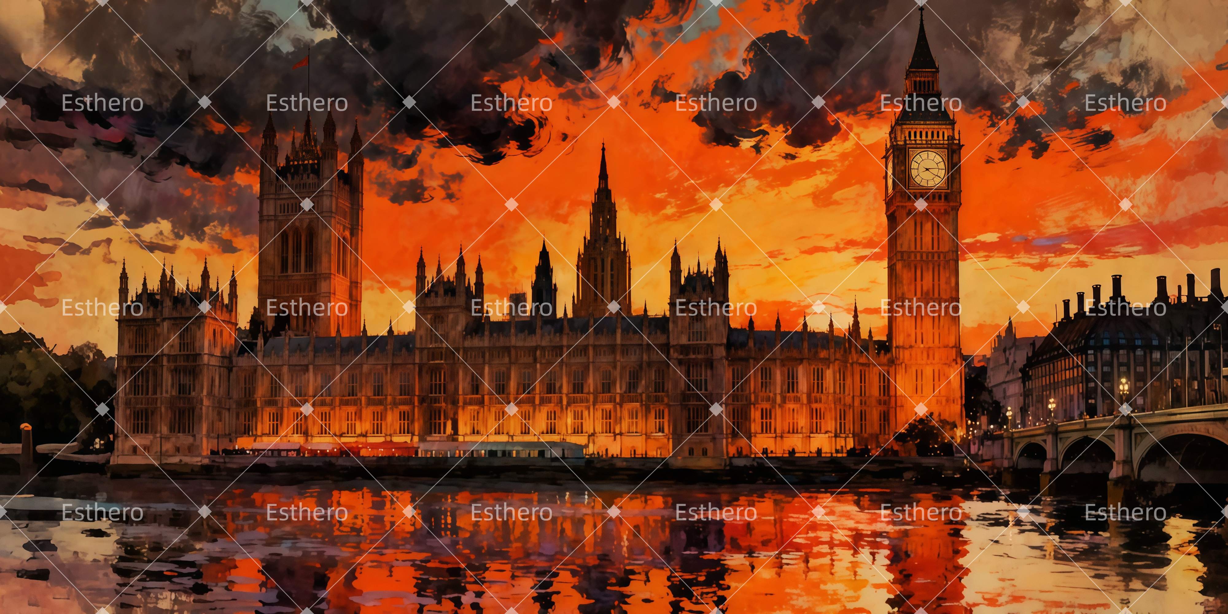 Toile de fond au Théâtre Palais Au Coucher Du Soleil De Londres LXX511-T54