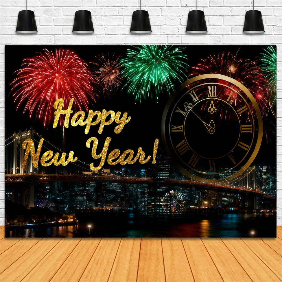 Fond pour le Nouvel An Feux d'artifice Minuit Compte à rebours Fond pour le réveillon du Nouvel An LXX512-1