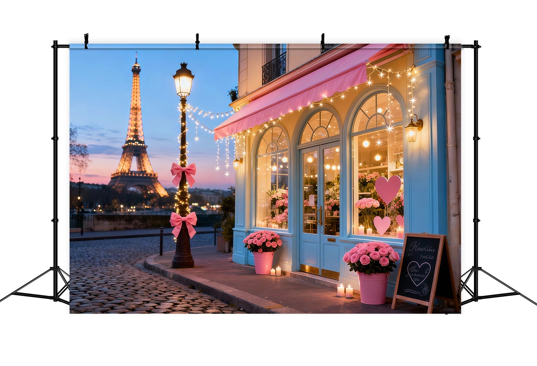 Fond photo Saint-Valentin Paris Tour Eiffel Café romantique Fonds romantiques LXX512-158