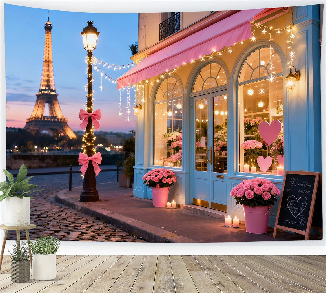 Fond photo Saint-Valentin Paris Tour Eiffel Café romantique Fonds romantiques LXX512-158