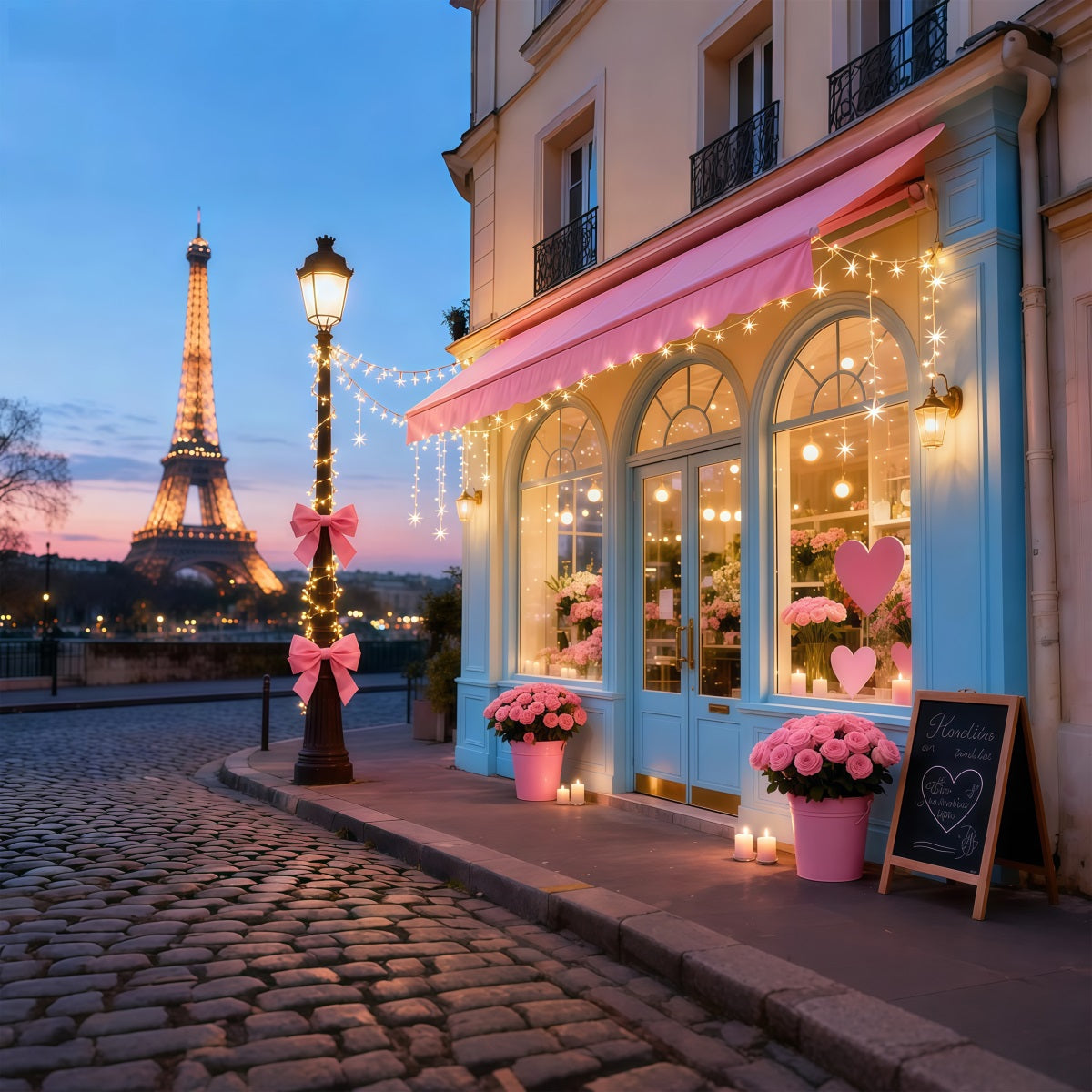 Fond photo Saint-Valentin Paris Tour Eiffel Café romantique Fonds romantiques LXX512-158