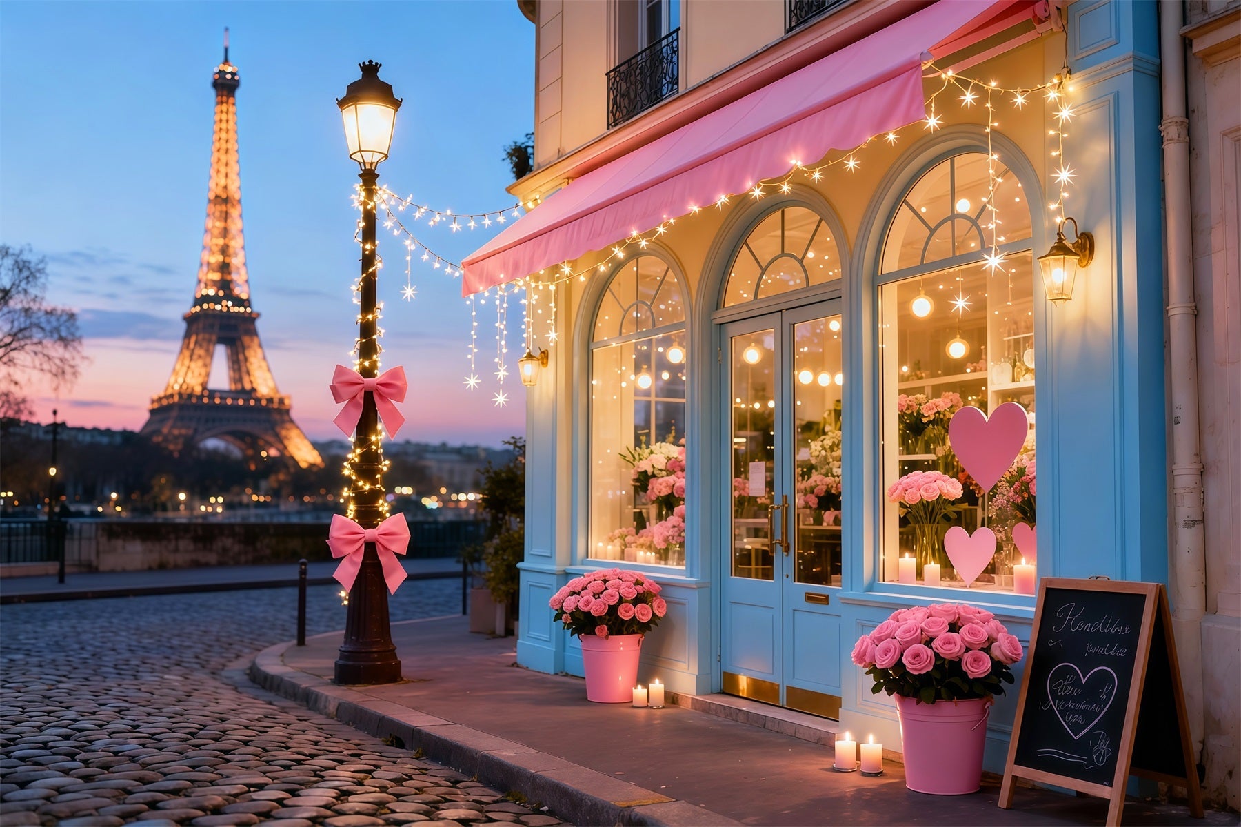 Fond photo Saint-Valentin Paris Tour Eiffel Café romantique Fonds romantiques LXX512-158
