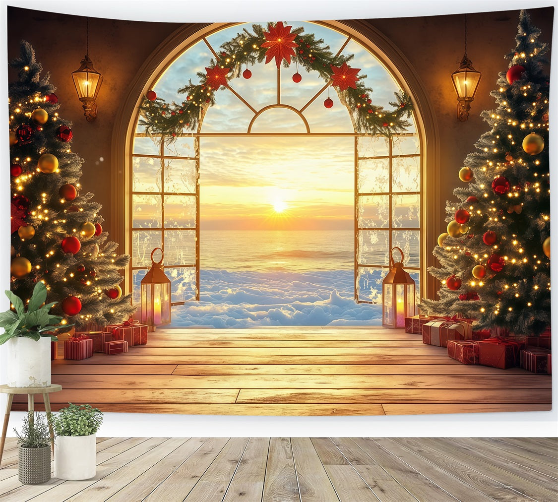 Fonds « Nouvel An » Lever de soleil festif de Noël Fond « Bonne année » LXX512-16