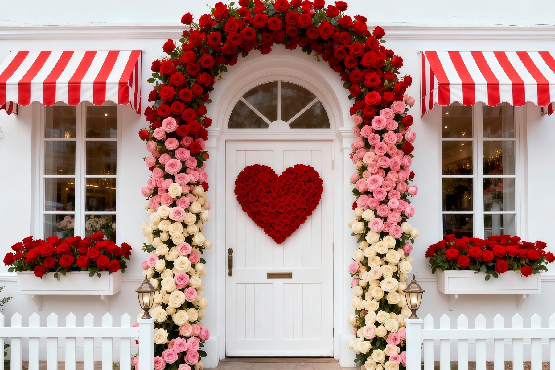 Idées de décors pour la Saint-Valentin Cottage rose, entrée, arche florale, décor pour la Saint-Valentin LXX512-164