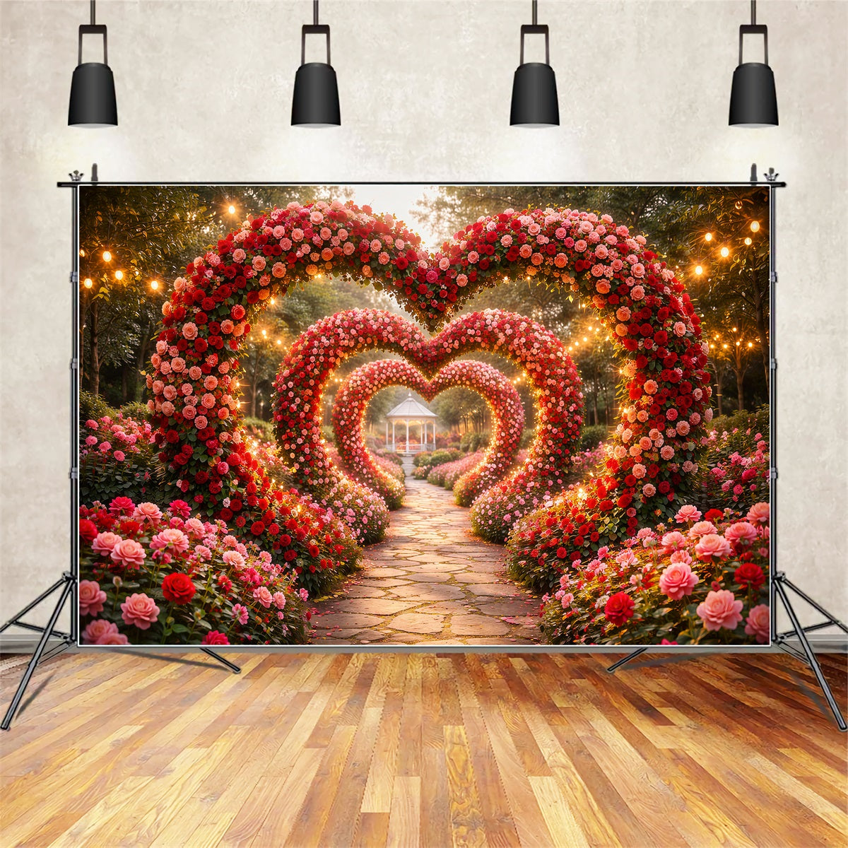Toile de fond pour la Saint-Valentin Tunnel fleuri enchanté Toiles de fond pour la Saint-Valentin LXX512-168