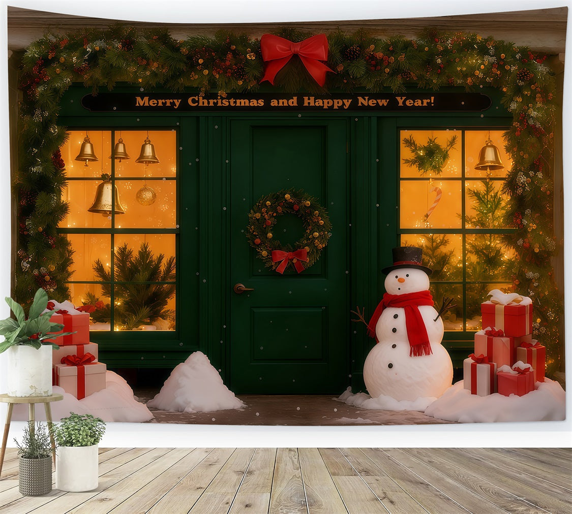 Toiles de fond pour le Nouvel An Boutique de Noël enneigée Toile de fond « Bonne année 2026 » LXX512-17