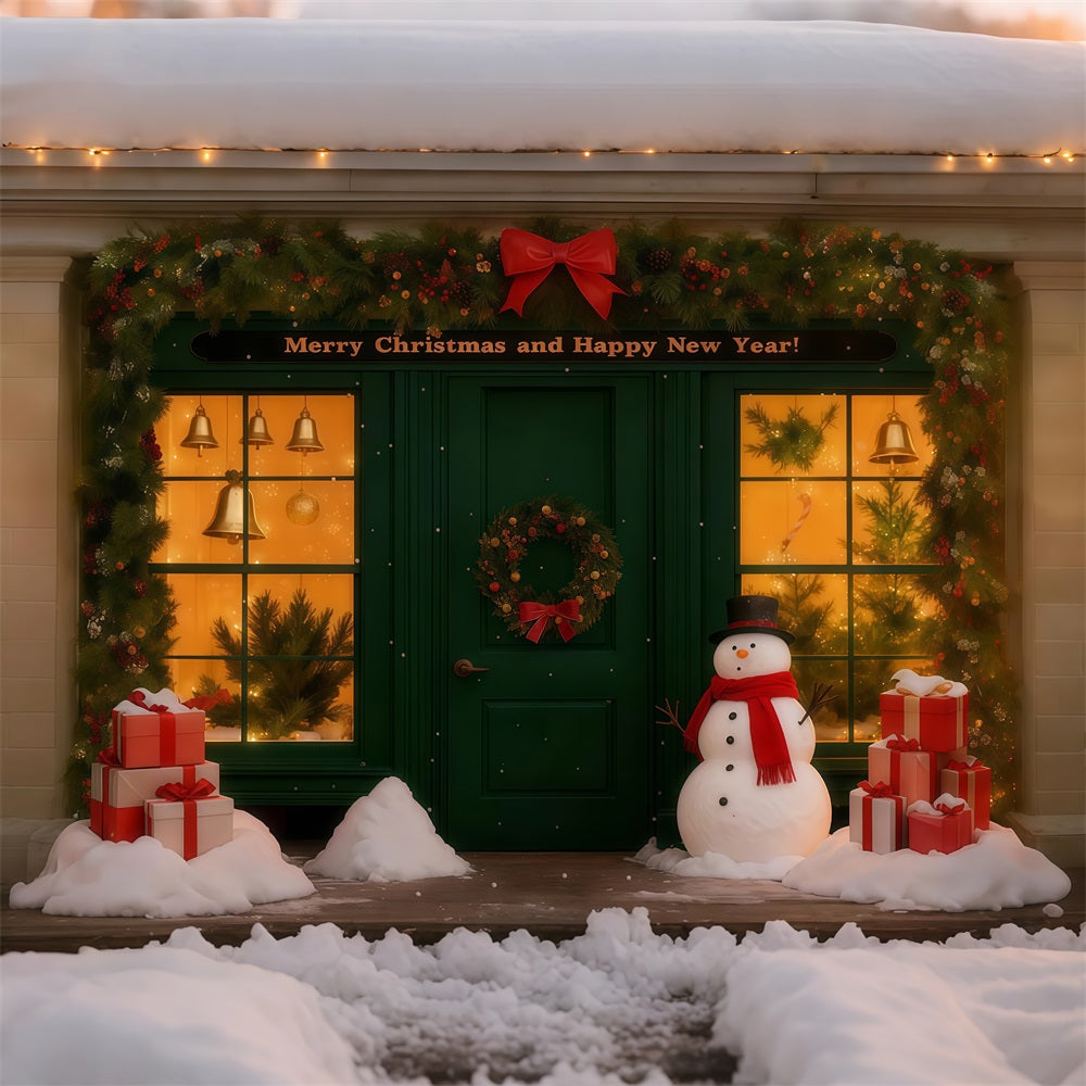 Toiles de fond pour le Nouvel An Boutique de Noël enneigée Toile de fond « Bonne année 2026 » LXX512-17