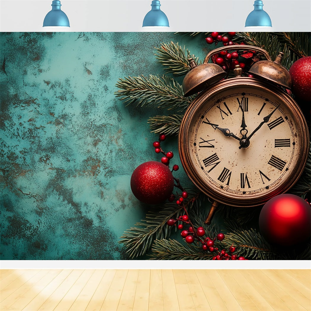 Fond pour le Nouvel An vintage compte à rebours accents festifs horloge fond photo LXX512-22